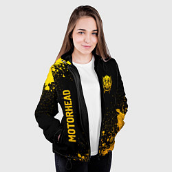 Куртка с капюшоном женская Motorhead - gold gradient: надпись, символ, цвет: 3D-черный — фото 2