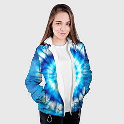 Куртка с капюшоном женская Тай-дай бело-синий круг, цвет: 3D-белый — фото 2