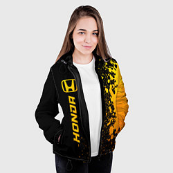 Куртка с капюшоном женская Honda - gold gradient: по-вертикали, цвет: 3D-черный — фото 2