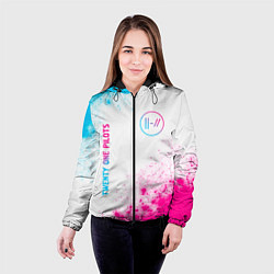 Куртка с капюшоном женская Twenty One Pilots neon gradient style: надпись, си, цвет: 3D-черный — фото 2