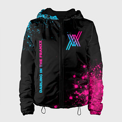 Куртка с капюшоном женская Darling in the FranXX - neon gradient: надпись, си, цвет: 3D-черный