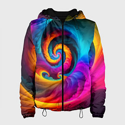 Куртка с капюшоном женская Радужная воронка, цвет: 3D-черный