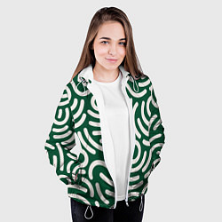 Куртка с капюшоном женская Абстрактный белый узор, цвет: 3D-белый — фото 2