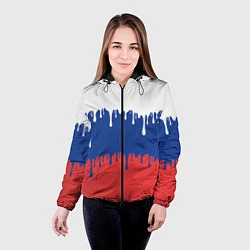 Куртка с капюшоном женская Флаг России - потёки, цвет: 3D-черный — фото 2