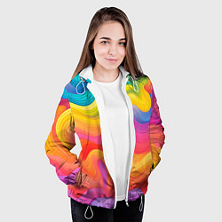 Куртка с капюшоном женская Красочные разливы, цвет: 3D-белый — фото 2
