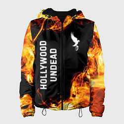 Куртка с капюшоном женская Hollywood Undead и пылающий огонь, цвет: 3D-черный