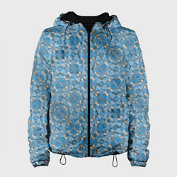 Куртка с капюшоном женская Голубые незабудки текстура дерева, цвет: 3D-черный