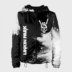Куртка с капюшоном женская Linkin Park и рок символ на темном фоне, цвет: 3D-черный