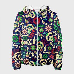 Куртка с капюшоном женская Мексиканский карнавал - Carnaval Mexicano, цвет: 3D-белый