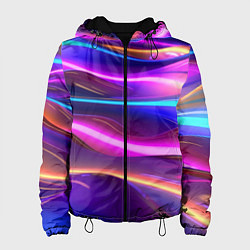 Куртка с капюшоном женская Неоновые волны, цвет: 3D-черный