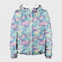 Куртка с капюшоном женская Абстрактные светлые волны, цвет: 3D-белый