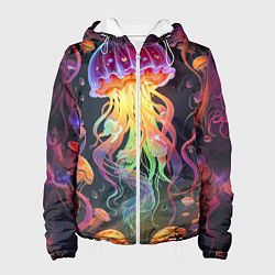 Куртка с капюшоном женская Фантастическая медуза, цвет: 3D-белый