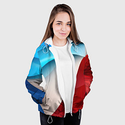 Куртка с капюшоном женская Белые синие и красные волны, цвет: 3D-белый — фото 2