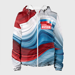 Куртка с капюшоном женская Флаг России абстракт, цвет: 3D-белый