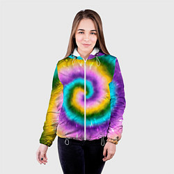 Куртка с капюшоном женская Тай дай стиль, цвет: 3D-белый — фото 2
