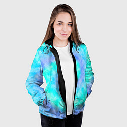 Куртка с капюшоном женская Тай дай морская волна, цвет: 3D-черный — фото 2