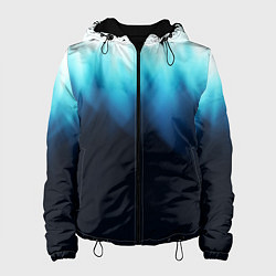 Куртка с капюшоном женская Синее пламя огня на черном, цвет: 3D-черный