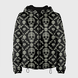 Куртка с капюшоном женская Узор с черепами Pattern with skulls, цвет: 3D-черный