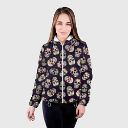 Куртка с капюшоном женская Узор с черепами Pattern with skulls, цвет: 3D-белый — фото 2