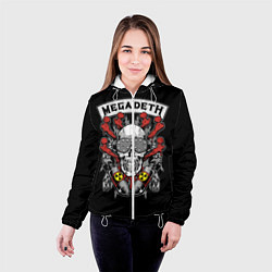 Куртка с капюшоном женская Megadeth - ядерный череп, цвет: 3D-белый — фото 2