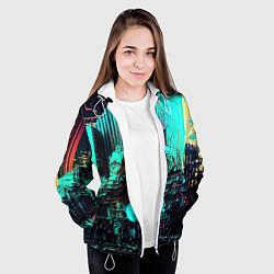 Куртка с капюшоном женская Городская радиоволна, цвет: 3D-белый — фото 2