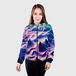 Куртка с капюшоном женская Морское дно абстракция, цвет: 3D-черный — фото 2