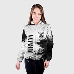Куртка с капюшоном женская Nirvana и рок символ на светлом фоне, цвет: 3D-белый — фото 2