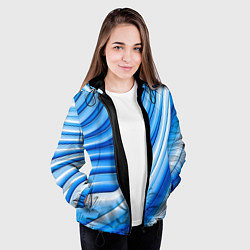 Куртка с капюшоном женская Волнистая полосатая текстура от нейросети, цвет: 3D-черный — фото 2