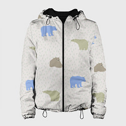 Куртка с капюшоном женская Мишутки, цвет: 3D-черный