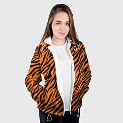 Куртка с капюшоном женская Полоски тигра - tiger, цвет: 3D-белый — фото 2