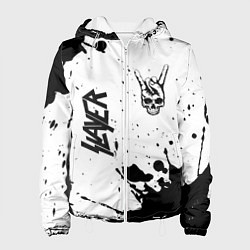 Куртка с капюшоном женская Slayer и рок символ на светлом фоне, цвет: 3D-белый