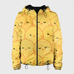 Куртка с капюшоном женская Милые птенчики, цвет: 3D-черный