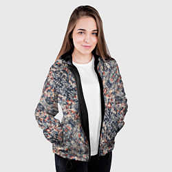 Куртка с капюшоном женская Сине-бело-красные иероглифы, цвет: 3D-черный — фото 2