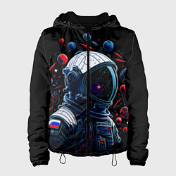 Куртка с капюшоном женская Российский астронавт - планеты, цвет: 3D-черный