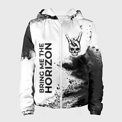 Куртка с капюшоном женская Bring Me the Horizon и рок символ на светлом фоне, цвет: 3D-белый