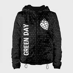 Куртка с капюшоном женская Green Day glitch на темном фоне: надпись, символ, цвет: 3D-черный