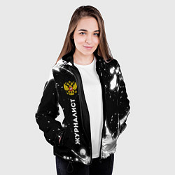 Куртка с капюшоном женская Журналист из России и герб РФ: по-вертикали, цвет: 3D-черный — фото 2