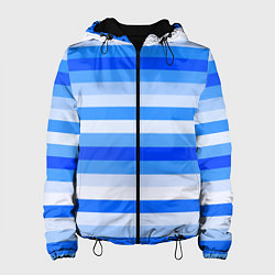 Куртка с капюшоном женская Полосатый голубой, цвет: 3D-черный