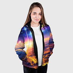 Куртка с капюшоном женская Космическая вселенная, цвет: 3D-черный — фото 2