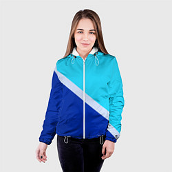 Куртка с капюшоном женская Двуцветный голубой, цвет: 3D-белый — фото 2
