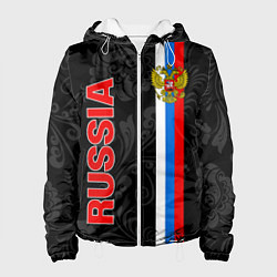 Куртка с капюшоном женская Russia black style, цвет: 3D-белый