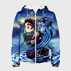 Куртка с капюшоном женская Танджиро Камадо Клинок, рассекающий демонов, цвет: 3D-белый