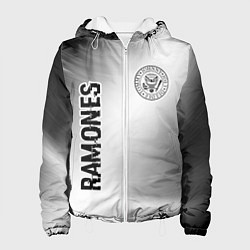 Куртка с капюшоном женская Ramones glitch на светлом фоне: надпись, символ, цвет: 3D-белый
