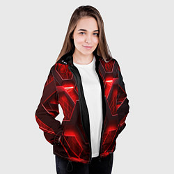 Куртка с капюшоном женская Red space abstract, цвет: 3D-черный — фото 2
