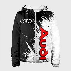 Куртка с капюшоном женская Ауди - белые потертости, цвет: 3D-белый
