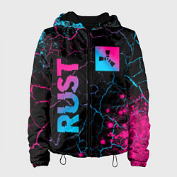 Куртка с капюшоном женская Rust - neon gradient: надпись, символ, цвет: 3D-черный