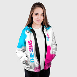 Куртка с капюшоном женская The Sims neon gradient style: надпись, символ, цвет: 3D-черный — фото 2