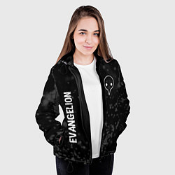 Куртка с капюшоном женская Evangelion glitch на темном фоне: надпись, символ, цвет: 3D-черный — фото 2