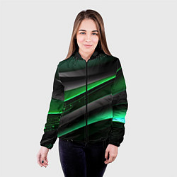 Куртка с капюшоном женская Black green line, цвет: 3D-черный — фото 2