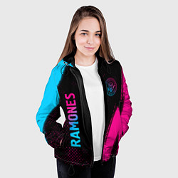 Куртка с капюшоном женская Ramones - neon gradient: надпись, символ, цвет: 3D-черный — фото 2
